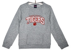 CLEMSON UNIVERSITY Glitter Logo Quilted Sweatshirt Women Size 4/6 Gray Orange