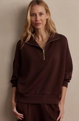 Varley Hawley Half Zip Sweatshirt Double Soft Brown Coffee Size Large NWOT