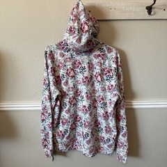 Ariat Hoodie Womens XXL White Pink Blue Floral Roses Full Zip EUC