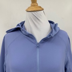 Layer 8 Jacket Womens M Medium Blue Qwick Dry Full Zip Bungee Waist Back Hooded