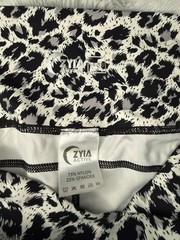 ZYIA Active Women’s Animal Print Leggings Black/White/Gray Pockets
