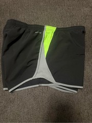 Nike Women’s Dri-FIT Running Shorts Size Large Black Neon Green Reflective