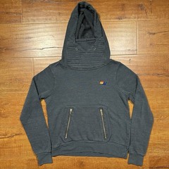 Aviator Nation Ninja Hoodie Sweater Women XS Gray Oversized Funnel Neck USA Made