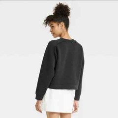 Women’s Airy Sleek Sandwash Crewneck Sweatshirt – All In Motion Black Size XXL