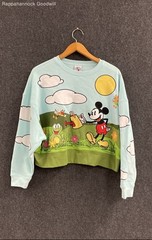 Mickey & Co Women’s Light Blue Garden Mickey Mouse Embroidered Sweatshirt Sz M