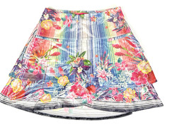 Lucky In Love Skort XS 0-2 Layered Knife Pleat Multi Color Print Pockets Pull on