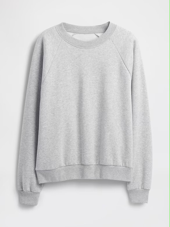 GAP Women’s Gray Crewneck Pullover Sweatshirt Raglan Fleece Cotton Blend S