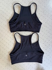 Lot of 2 Athleta Black High Tone Powervita Mesh High Neck Sports Bras Size M