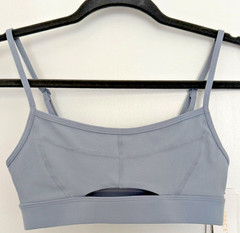 L*Space Rush Sports Bra Small Haze Blue Gray Medium Impact Keyhole NWT