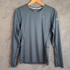 Nike Running Miler Long Sleeve Shirt Sz Small Heather Blue Dri-Fit Athletic Top