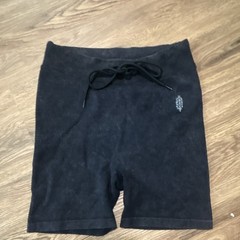 Free People Black Ribbed Knit Biker Shorts Drawstring Stretch Slim Fit XS