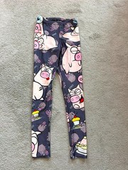 CARTOON LEGGINGS PIG FUNNY NOVELTY DRAWING FULL LENGTH EXTRA SMALL SIZE 4 6 8 XS