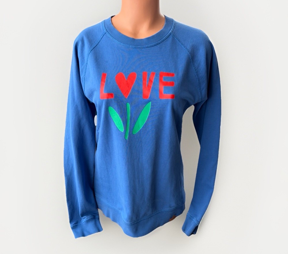 Hanna Andersson Women’s Blue Sweatshirt Size S Love 100% Cotton
