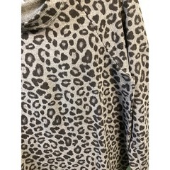 Athletic Works Womens Gray Leopard Print Blend Hoodie Thumbholes Size M 8-10