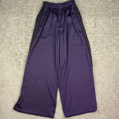 Adidas Track Pants Womens 6 Purple Wide Leg Satin 3 Stripe Originals