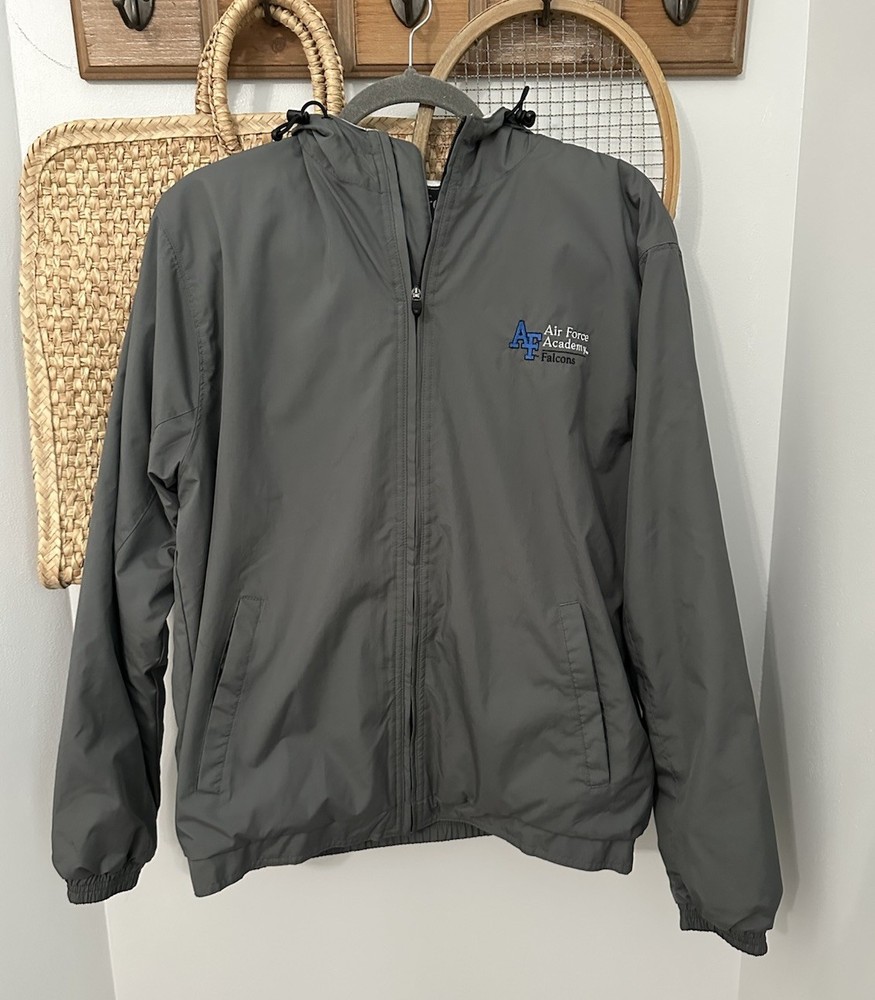 US Air Force Academy Falcons Jacket Gear For Sports Hooded Soft Lining Gray – SM