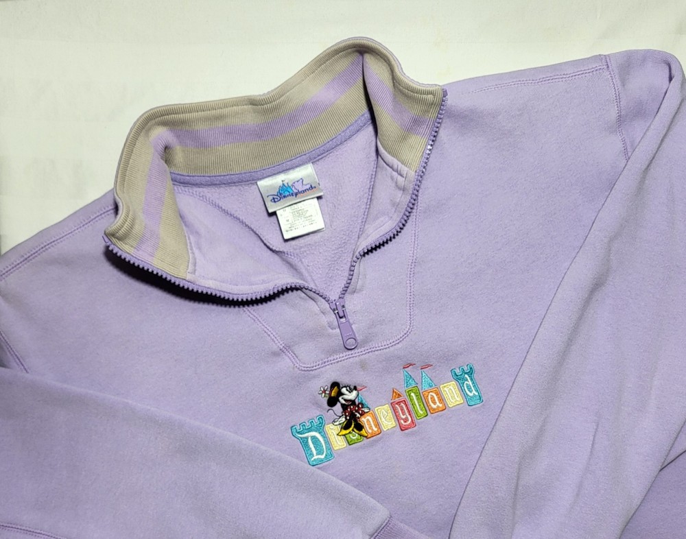 Vintage Disneyland Resort Women’s Purple 1/4 Zip Pullover Sweatshirt, Size M