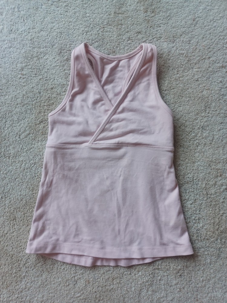 lululemon Pink V-Neck Racerback Tank Top Slim Fit Stretch Yoga Size 4