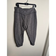 Lululemon Align Cropped Joggers Heathered Grey V Waist Pockets Women’s Size 12