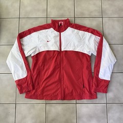 Vintage Women’s Nike Full Zip Red & White Windbreaker Jacket Size Large