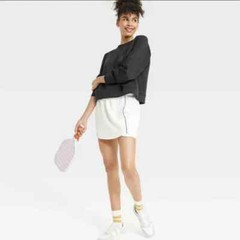 Women’s Airy Sleek Sandwash Crewneck Sweatshirt – All In Motion Black Size XXL