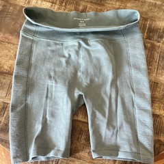 Harmony + Balance M/M Seamless Ribbed Knit Bra & Shorts Set Green 7in RN63619