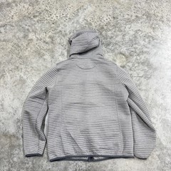 L.L.Bean Hoodie Womens Medium Gray Quilted Full Zip Jacket Hooded Katahdin Logo