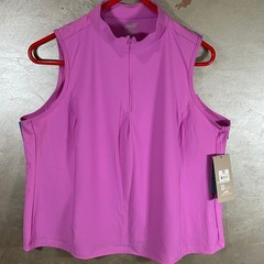Avia Womens 3XL Tricot Tank Top Quarter Zip Fleur Pink Sleeveless New
