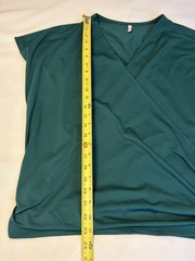 HALARA V-Neck Cap Sleeve Crossover Ruched Green Blouse XL Stretch Athleisure