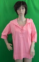 Green Tea Pigment Dye Lace Up Elbow Sleeve Hoodie Coral/gray/purple/blue,choose