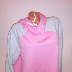 Make & Model Sweater Womens XL Pink Gray Blue Colorblock Hoodie Pullover Long Sl