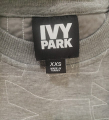 Beyoncé Ivy Park Stitched Quilted Logo Sweatshirt 2XS Gray Crewneck Pullover