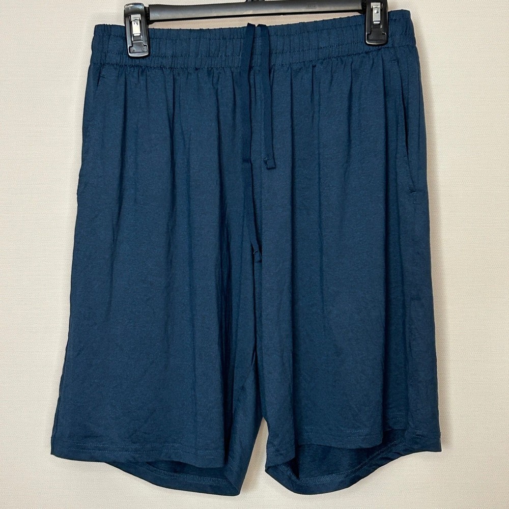 Womens Heather Navy Blue Athletic Lounge Stretch Shorts L Sporty Basketball Gym