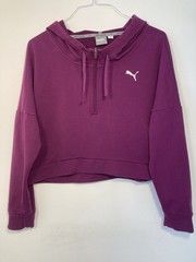 Puma Womens Transition Crop Hoodie Purple 1/4 Zip Pullover Sweatshirt Activewear