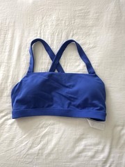 Ingia Square Neck Cross Back Sports Bra Blue Sz S