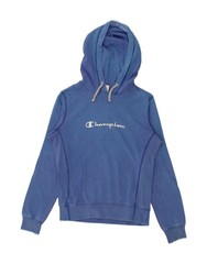 CHAMPION Womens Rochester Graphic Hoodie Jumper UK 14 Medium Blue KR08