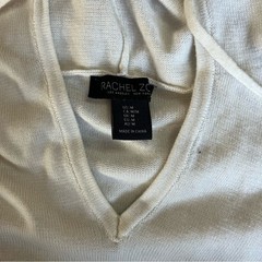 Rachel Zoe White Cashmere Long Sleeve Hoodie with Black Graphic Stars
