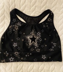 Victoria’s Secret Women’s Sports Bra Size M Black Racer Back W/ Sparkly Stars