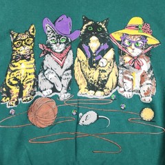 Vtg Cats on Tails 90’s Crew Neck Sweatshirt Women’s Medium Kittens Country CUTE