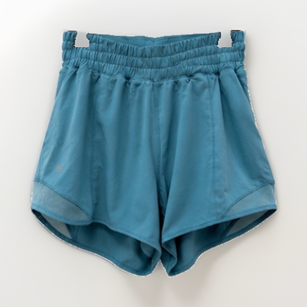 Women’s Blue Solid lululemon Shorts Elastic Waist Running Yoga Gym Training