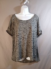 Balance Collection 2X Grey Black Stress Wash Activewear Top Semi-sheer Yoga