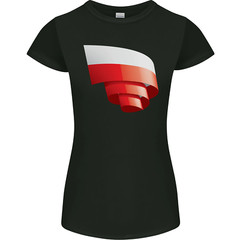 Curled Poland Flag Polish Day Football Womens Petite Cut T-Shirt