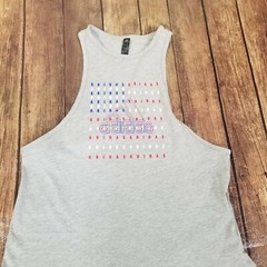 Adidas Tank Americana Flag Womens XS Extra Small Gray Racerback Solid
