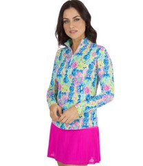 NWT IBKUL Golf Tennis 1/4 Zip Pullover Top XS S M L XL Flowers Longsleeve J5