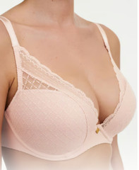 Chantelle 30DD Norah Chic Plunge T-Shirt Bra NWOT 16MNA Nude Rose