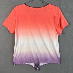 Ideology Womens Ombre Tie Front T-Shirt Top Size L Multicolor Short Sleeve NWT