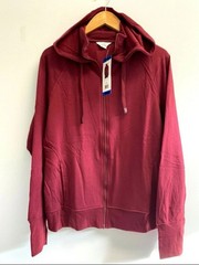 NEW Danskin Women’s XL Double Collar Full Zip Hooded Jacket Burgundy Red