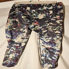Vogo Womens Athletic Pants Large Leggings Gray Pink Blue White Galactic Design