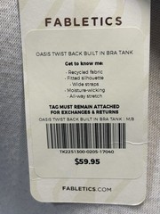 NEW! Fabletics Oasis Twist Rib Built In Bra Tank Women Medium Grey Stretch