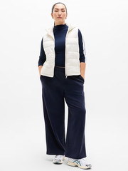 Athleta 2X Forever Fleece Wide Leg Navy Sweatpant High-Rise Plush Pull-On NWT